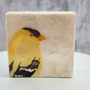 Goldfinch papier-mâché delicate pearl colored trinket box made in Philippines